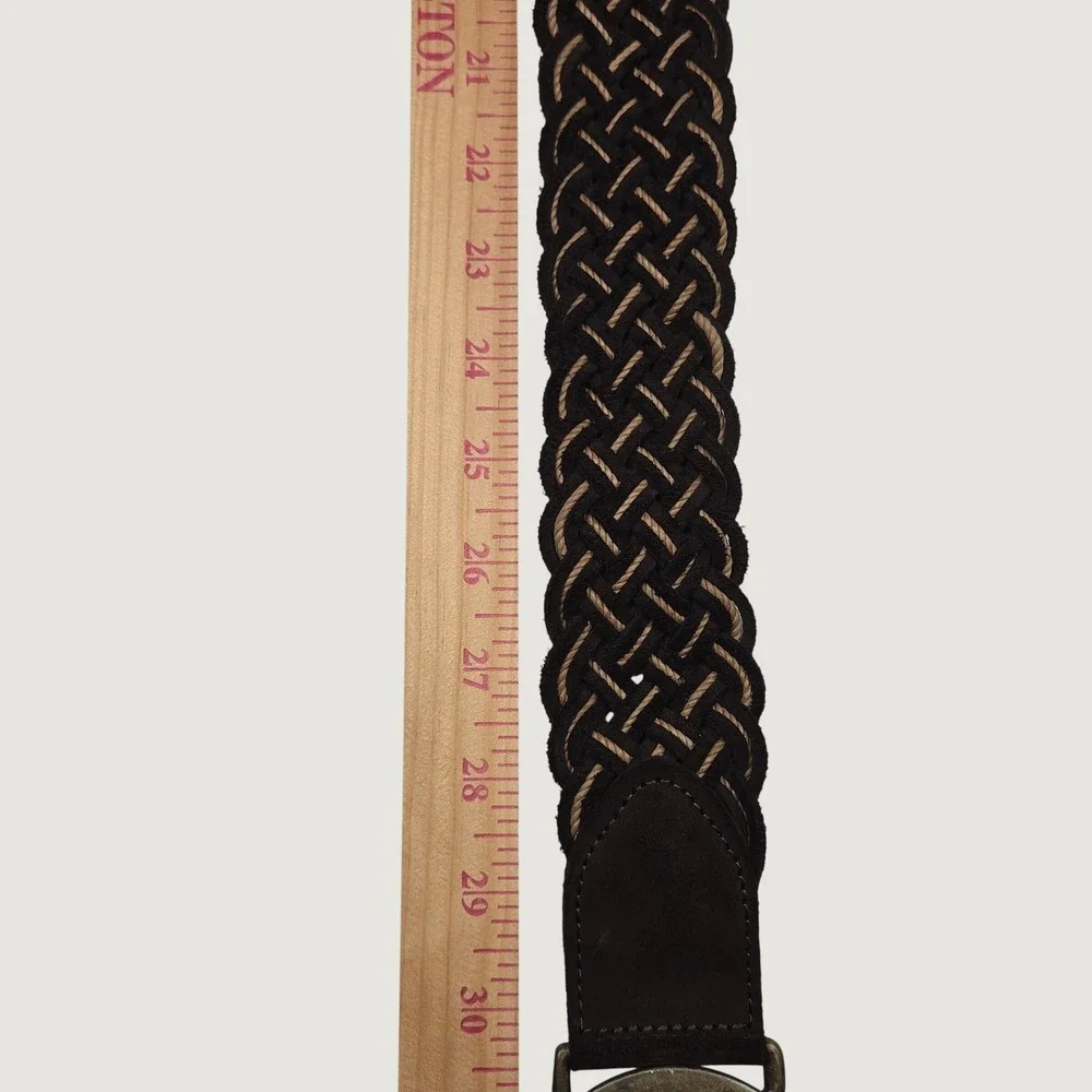 Vintage GAP Braided Suede Leather Belt XS Brown Woven Coastal Cowgirl Brass